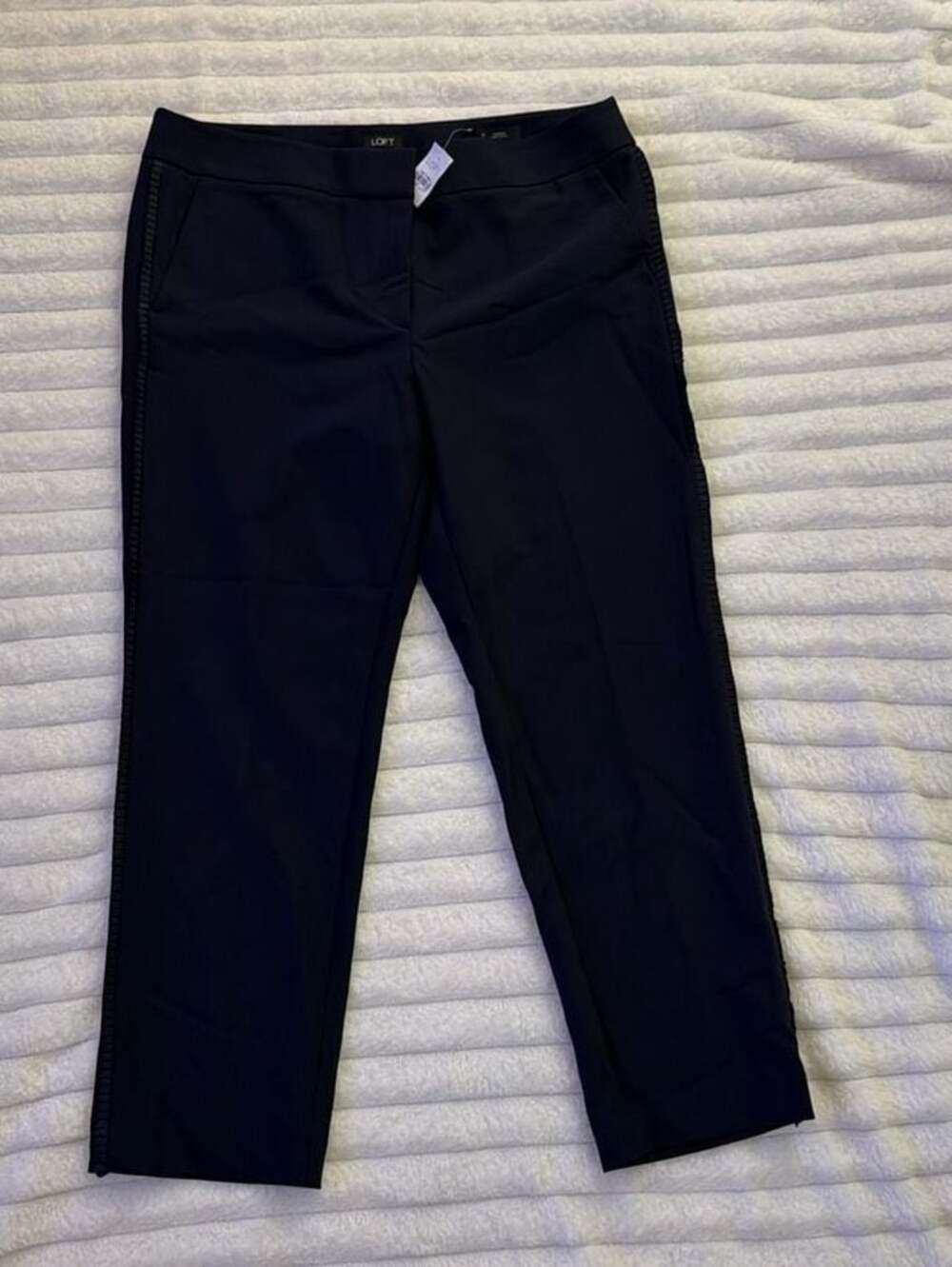 LOFT Marisa Fit Ankle Pants with Pleated Side Trim Size 14